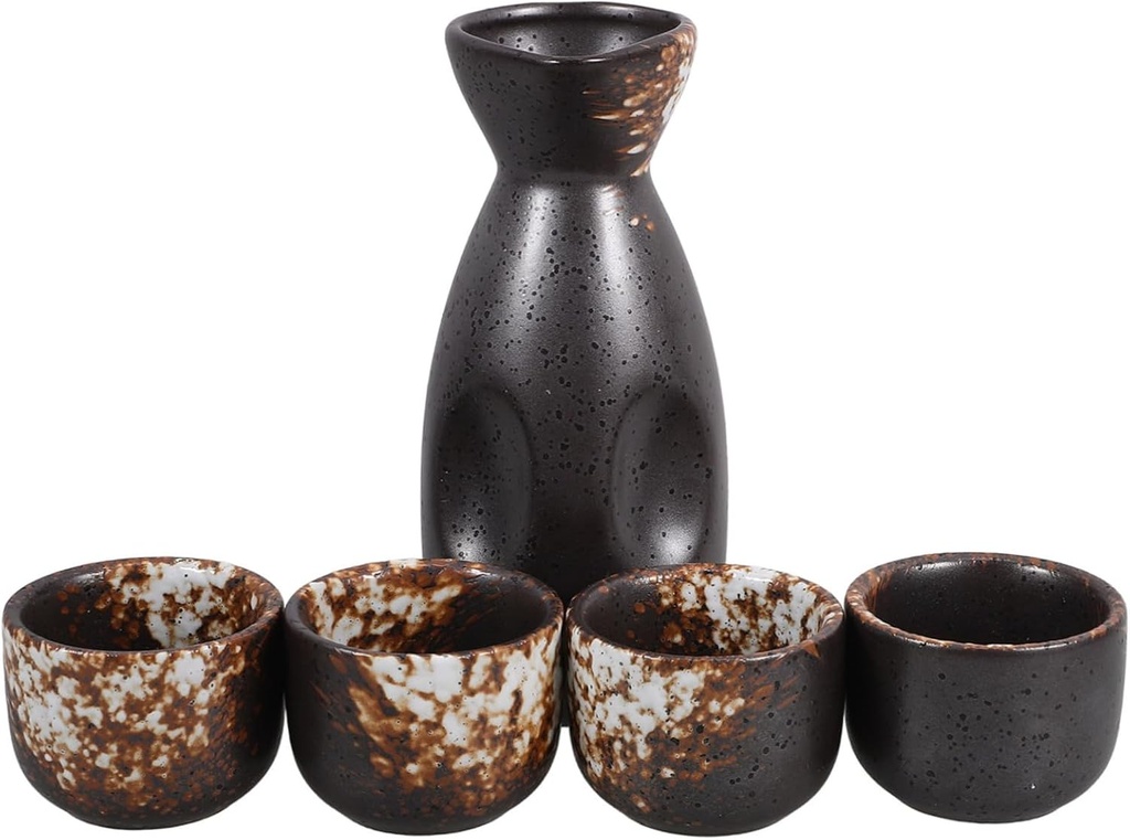 PRETYZOOM 1set Japanese Sake Pot Set Sake Cups Traditional Pottery Vintage Kettle Glasses