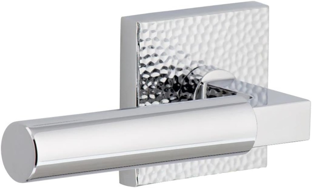 Viaggio QADMHMCON-STH_DD Quadrato Hammered Solid Brass Non-Turning Two-Sided Dummy Door Lever Set with Contempo Lever and Quadrato Hammered Backplate - Bright Chrome