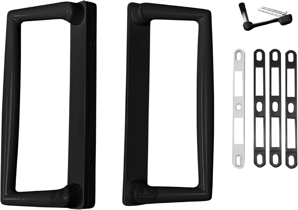 9" Bronze PGT Sliding Glass Patio Door Surface Mount Handle Set Replacement with Thumb Latch Lever, Screws, and Keepers - 4-7/8" Hole Spacing - Fix and Repair Door Hardware