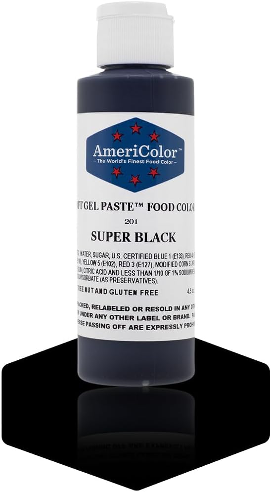 Food Coloring AmeriColor - Super Black Soft Gel Paste, 4.5 Ounce