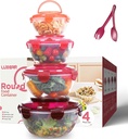 LUXEAR Mixing Bowls with Lids Set, Storage Bowls with Lids Set for Fridge, Meal Prep Bowls 4 Set BPA-Free Salad Bowls with Lid & Handle BPA-Free Salad Storage Container Cooking/Baking/Dishwasher Safe
