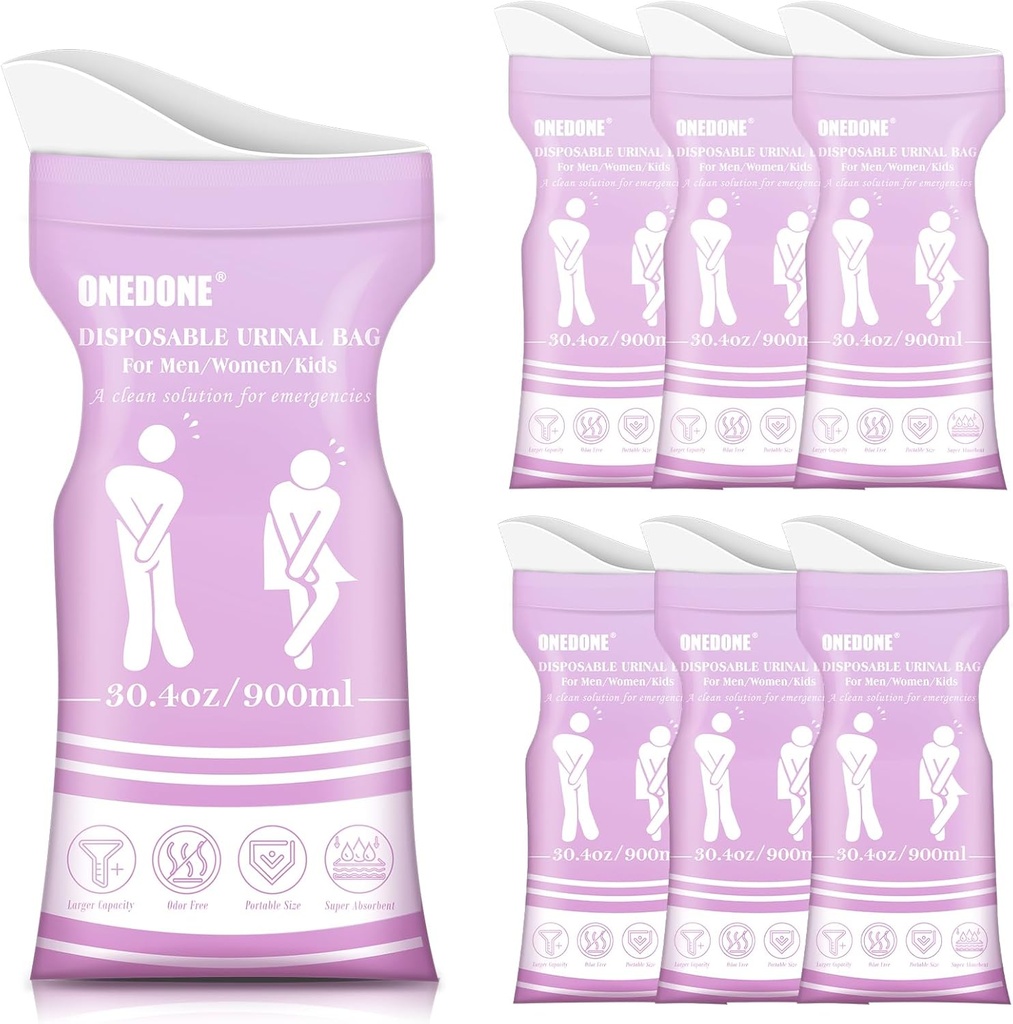 ONEDONE Disposable Urine Bags 6/8/12/24 30.4 OZ Pee Bags for Travel for Men Women Kids Emergency Urine Bags Portable Unisex Urinal Bags Vomit Bags for Traffic Jams Camping Hiking