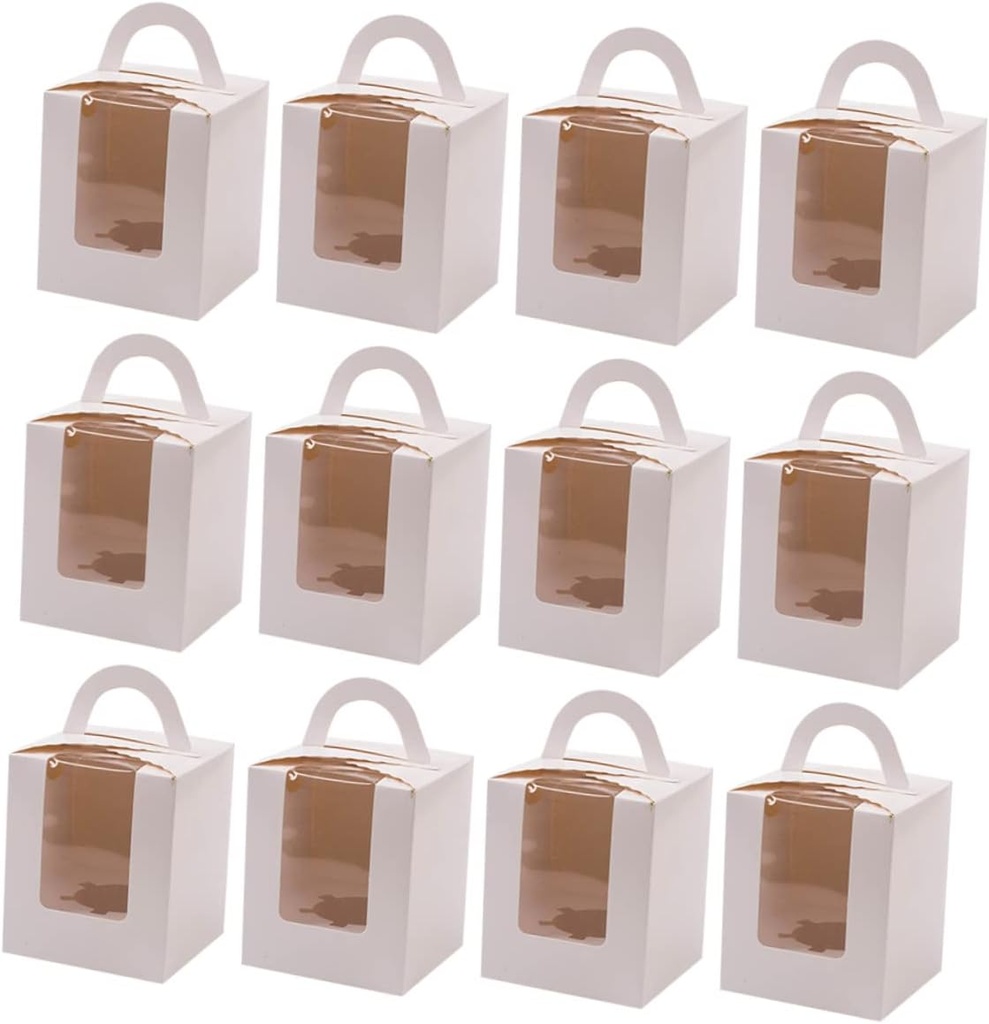 24pcs Cupcake Packing Boxes Inserts Handheld Cake Box for Weddings Birthday Parties Sturdy Dessert Packaging Window for Treats and Pastries
