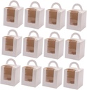 24pcs Cupcake Packing Boxes Inserts Handheld Cake Box for Weddings Birthday Parties Sturdy Dessert Packaging Window for Treats and Pastries