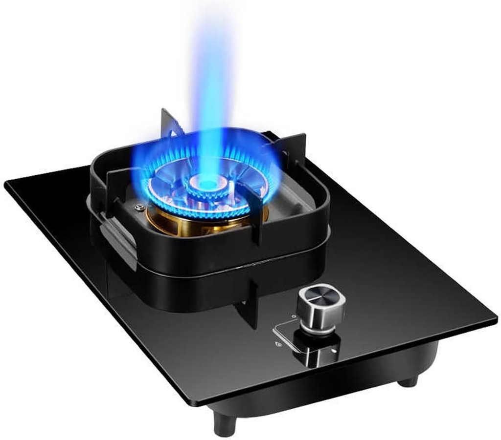 Gas Stove with 1 Burner,5.2KW Kitchen Counter Top Stove,Gas/LP Gas Conversion Stove,with Flameout Protection,for Home Kitchen Motor Home Camp(NG)