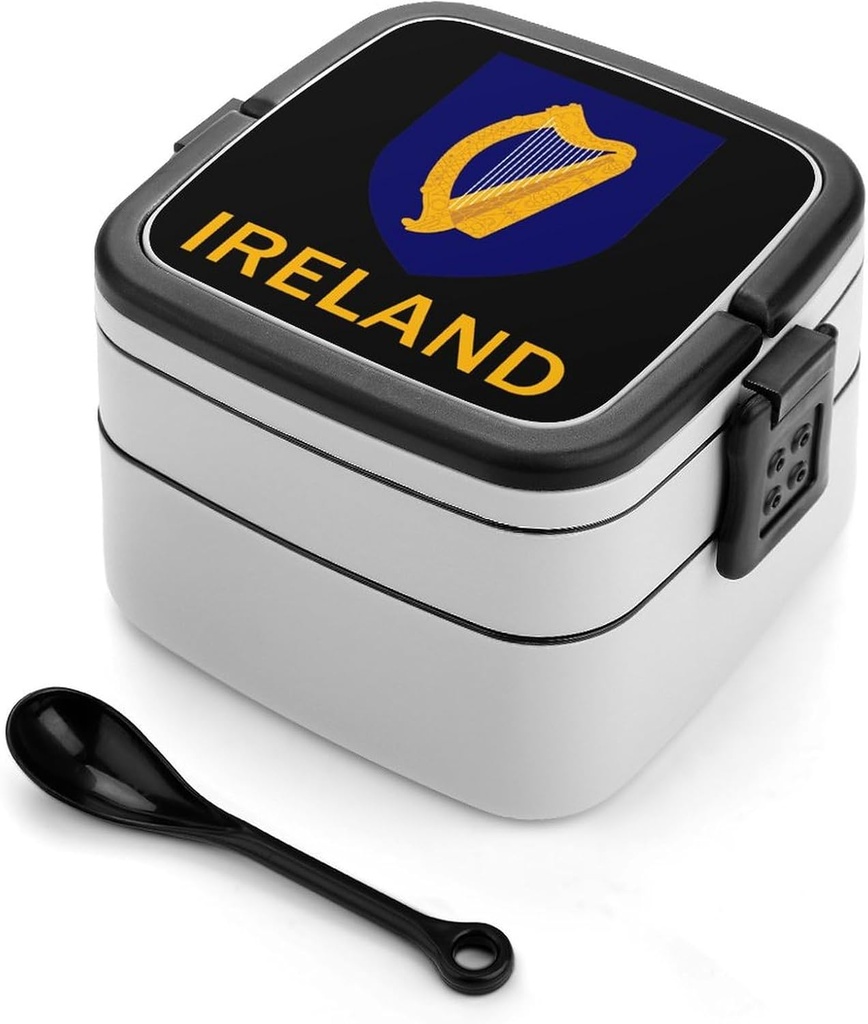 Irish Ireland National Emblem Lunch Box with Handle Stackable 2 Layer Leak-Proof Bento Box Portable Food Containers for Unisex