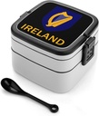 Irish Ireland National Emblem Lunch Box with Handle Stackable 2 Layer Leak-Proof Bento Box Portable Food Containers for Unisex
