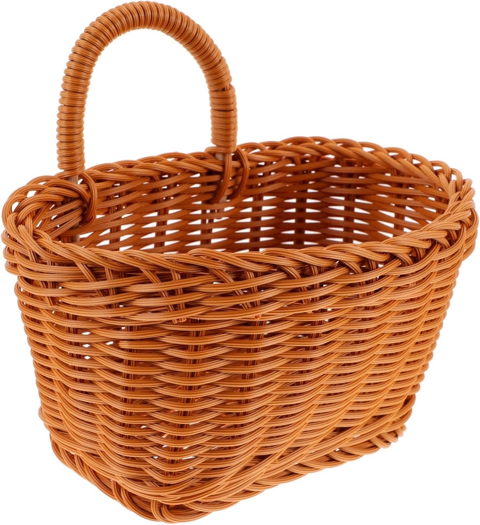 Luxshiny Woven Storage Basket for Kitchen Wall Hanging Ginger and Garlic Organizer Nordic Style Handle Large Decorative Wicker Fruit and Vegetable Basket
