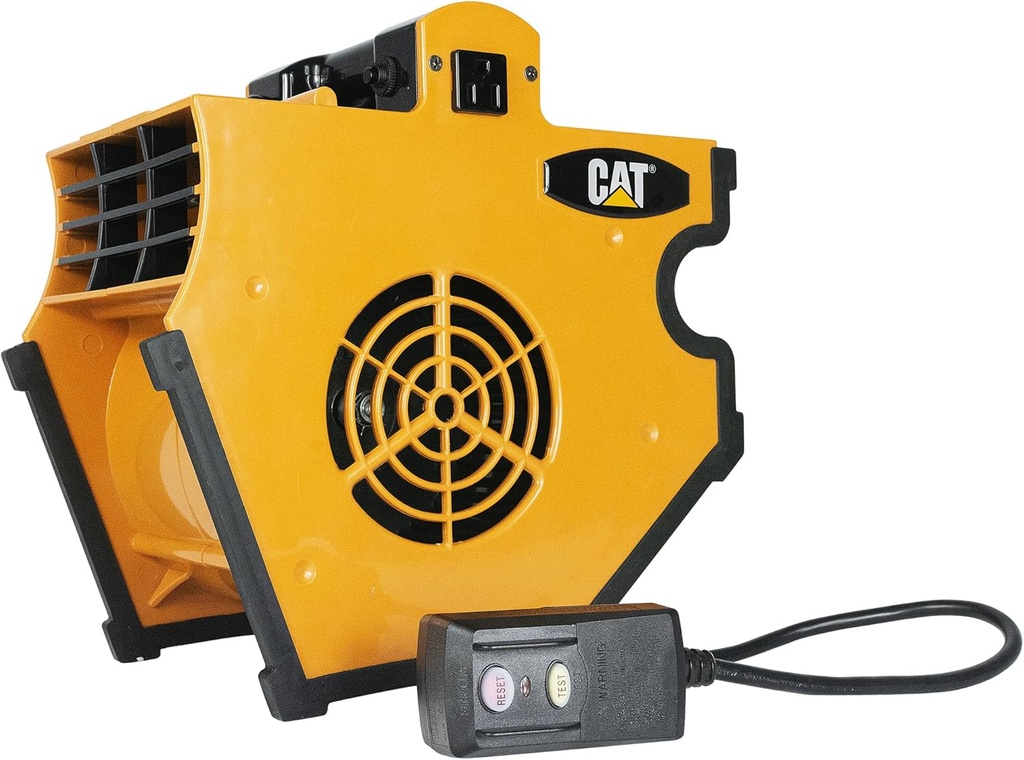 CAT B-300-YW High Velocity 300 CFM, 1/20HP, Multi Pivoting Cooling, Ventilating, Drying Fan W/ 2 Grounded AC Outlets, Adjustable 4 Speed Enclosed Dual Ball Bearing Motor, & GFCI Plug