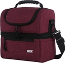 MIER Adult Lunch Box Insulated Lunch Bag Large Cooler Tote Bag for Men, Women, Double Deck Cooler (Dark Red, Large)