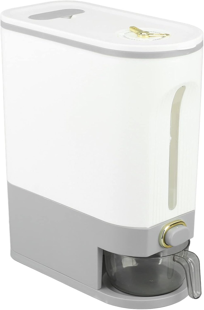 Fabater Rice Dispenser, Large Grain Container Storage with Measuring Cup, Transparent Sealed Rice Container Kitchen Organization and Pantry Store for Cereal Dry Food (L)