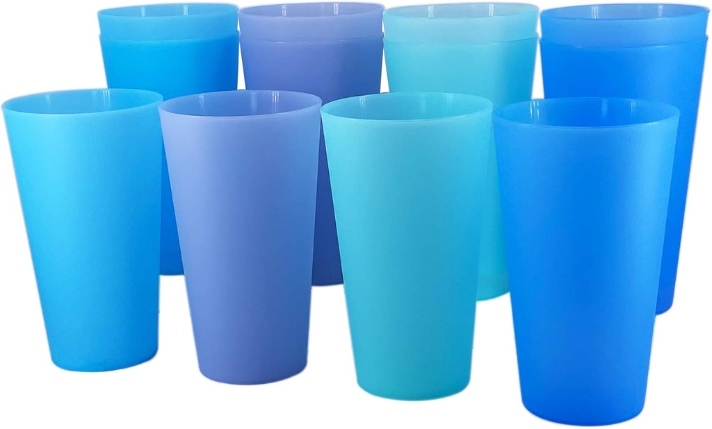 32-ounce Cups, BPA-free Plastic Tumblers Reusable Dishwasher Safe Set of 12 in 4 Assorted Colors Large Drinking Glasses