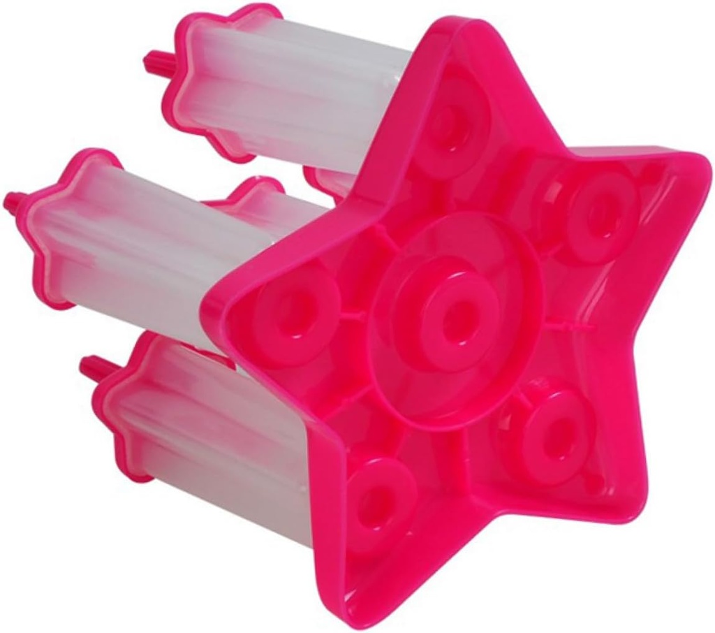 Cell Five-pointed Star Shaped Ice Cream Mold with Base Food-grade PP Reusable Ice Lolly Maker for Healthy Chilled Treats Rosy Color DIY Juice Yogurt Treats
