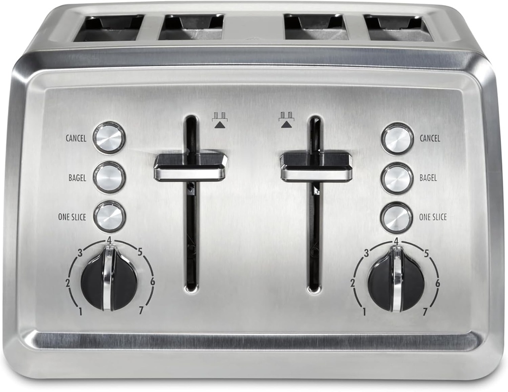 Hamilton Beach 4 Slice Toaster with Extra-Wide Slots, Bagel Setting, Toast Boost, Slide-Out Crumb Tray, Auto-Shutoff & Cancel Button, Stainless Steel (24798)