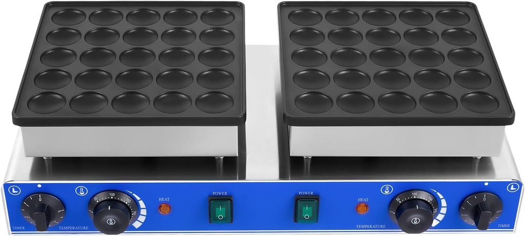 1700W Mini Dutch Pancake Baker Maker 50PCS Commercial Electric Nonstick Waffle Maker Machine with 50-300°C Temperature Adjustment 60Hz Cupcake Maker Machine Suitable for Home or Restaurant