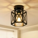 Modern Semi Flush Mount Ceiling Light,1-Light Hexagon Flush Mount Ceiling Lights for Dining Room Light Fixture,Farmhouse Black Metal Kitchen Island Lighting Fixtures for Hallway,Bathroom