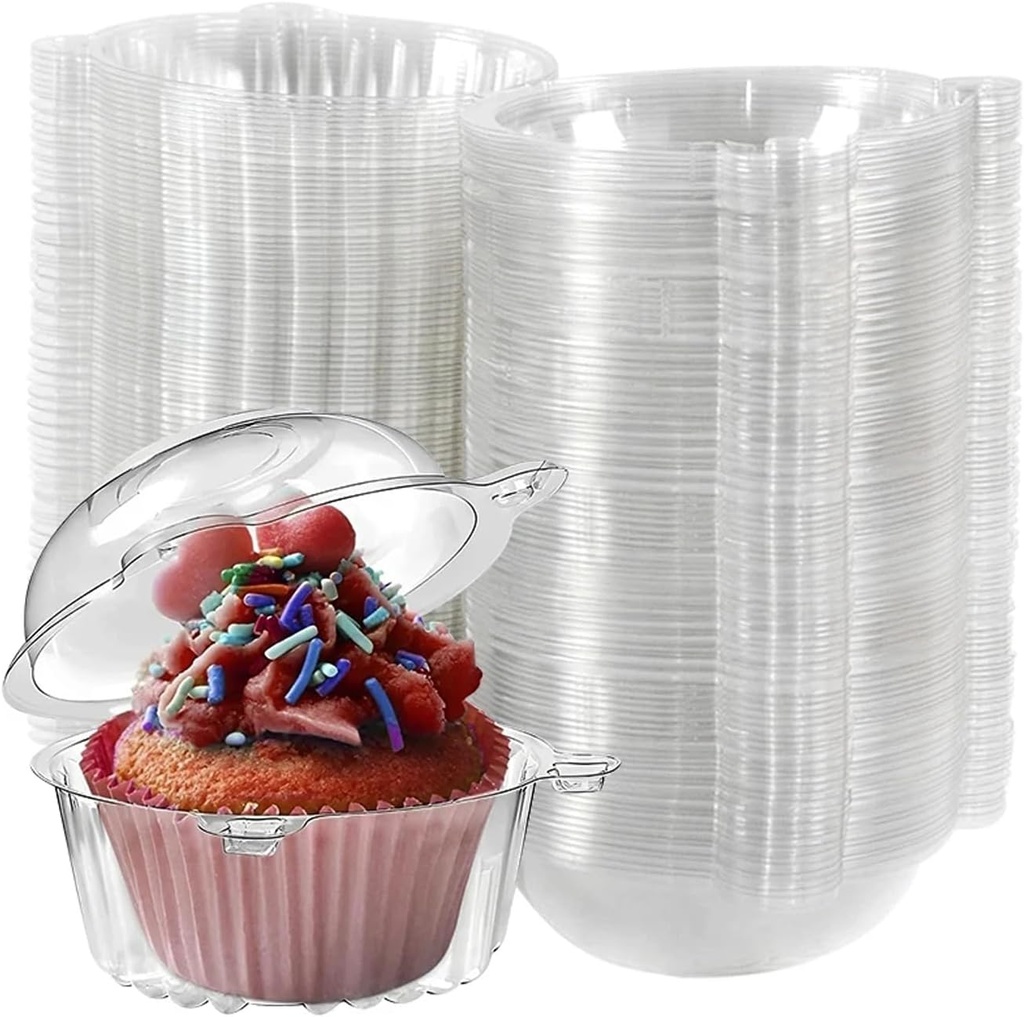 50Pcs Clear Cupcake Holders, Disposable Donut Puff Round Plastic Box Muffin Cupcake Containers with Dome Lids for Wedding Birthday Parties Supplies (50pcs)