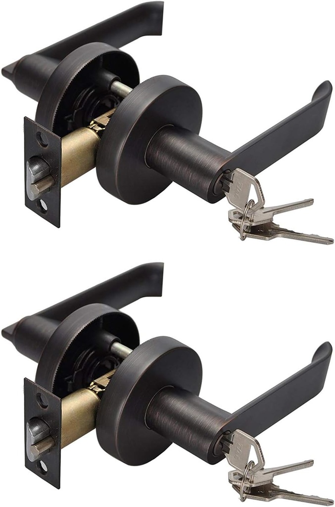 Keyed Entry Lever Lock for Exterior Door and Front Door Heavy Duty Lever Door Lock Handle Oil Rubbed Bronze Finish
