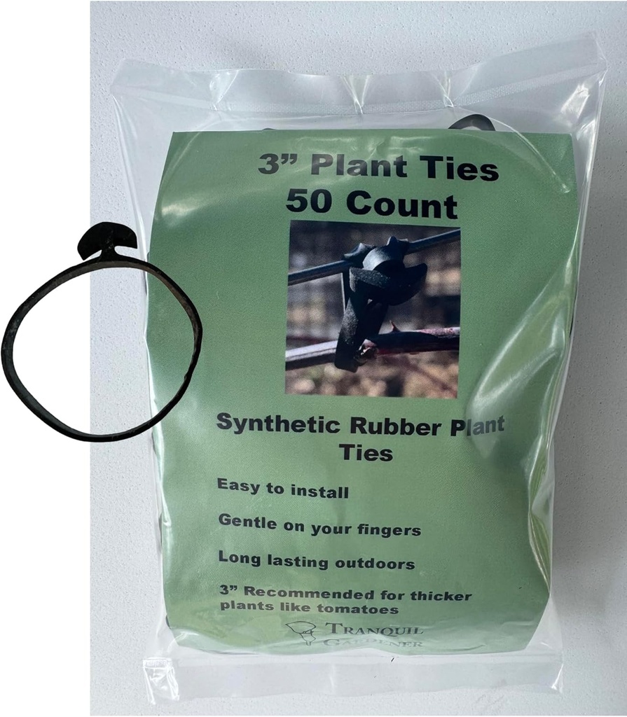 3" Synthetic Rubber Plant Ties - 50 Pack (3" Flat Length)