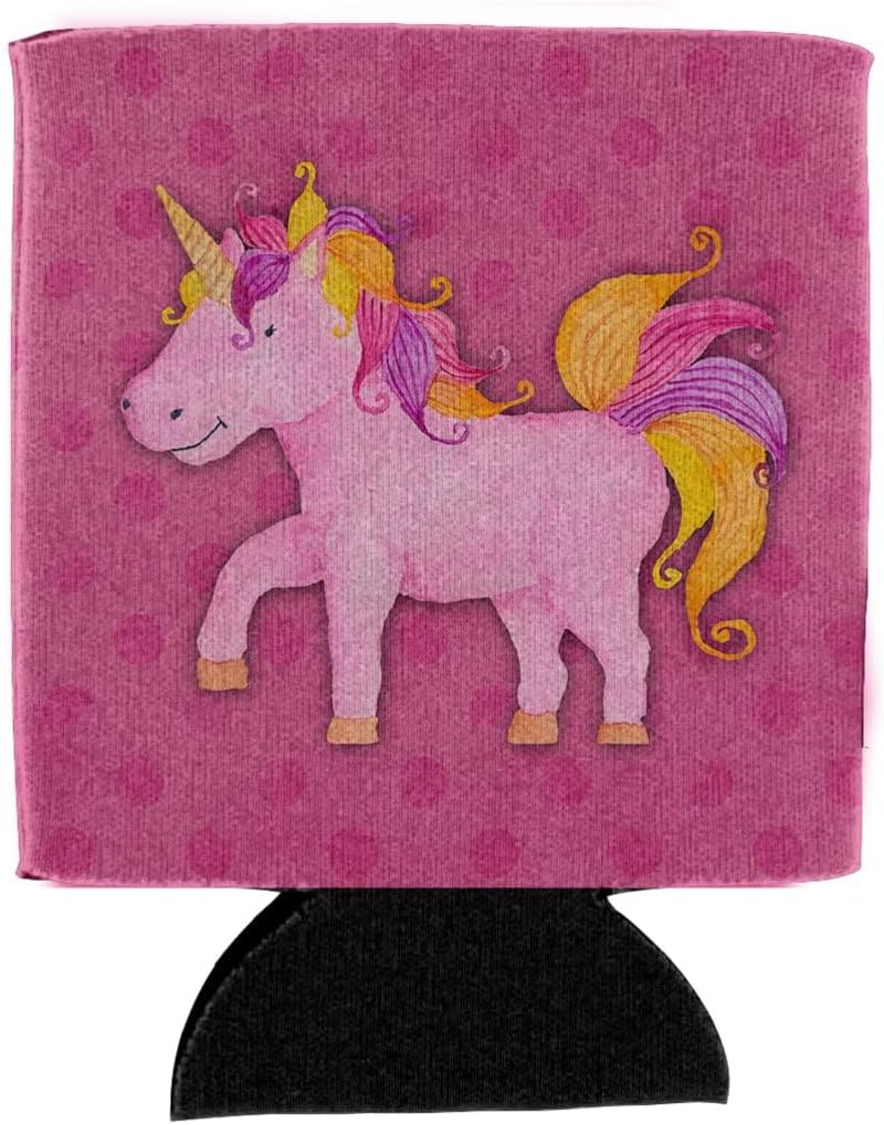 Caroline's Treasures BB7408CC Unicorn Watercolor Can or Bottle Hugger Cooler Washable Drink Sleeve Collapsible Beverage Insulated Holder, Can Hugger, Multicolor