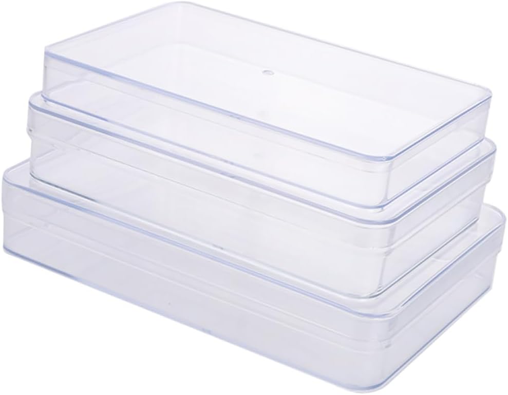 3pcs Plastic Storage Boxes Lids Snack Containers for Makeup Food Cupcake Case Leakproof and Easy to Use