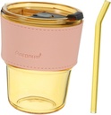 1set Glass Coffee Cup with Straw and Lid Reusable Juice Mug for Tea and Water Elegant Drinking Cup for and Convenient Beverage Container