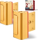 2 Pack Home Security Door Reinforcement Lock for Top of Door Gold, Child Proof Door Latches for Front & Kids Safety, Security Door Locks from Inside for Toddlers, Add Extra Security Withstand 800 Lbs