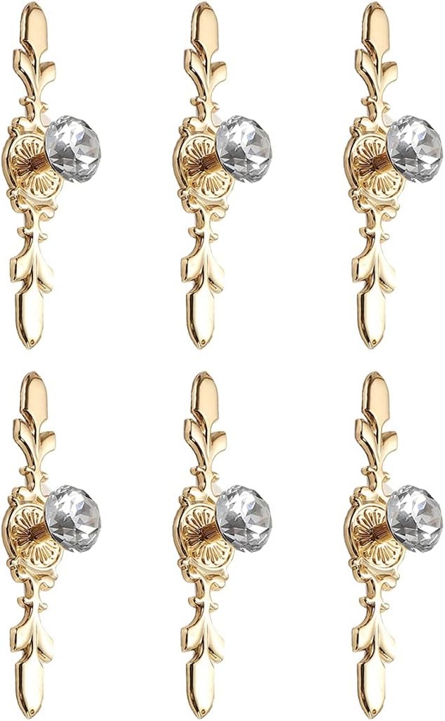 6-PCS Crystal Drawer Knobs Modern Glass Cabinet Knobs Diamond Drawer Handles Cupboard Pull Handles with Screws for Home for Kitchen for Office(Large Size)