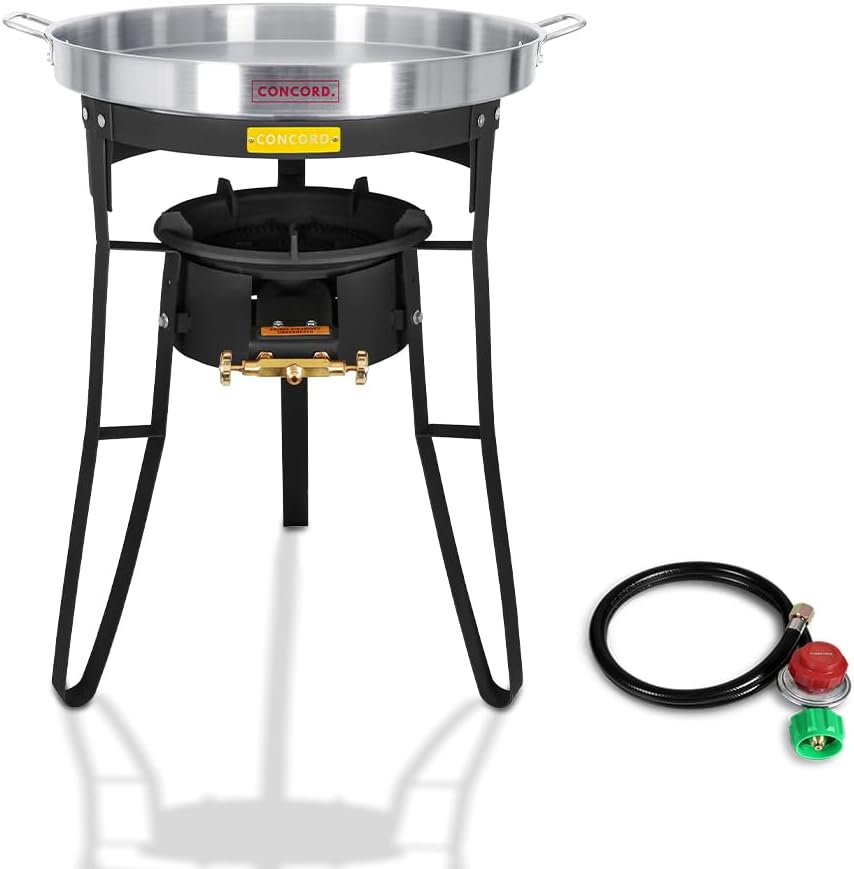 Concord 30" Powder Coated Steel Comal Stand with Stainless Steel Comal and Roadster Single Propane Burner. Great for Discada, Tacos, Street Vendor, Etc.…