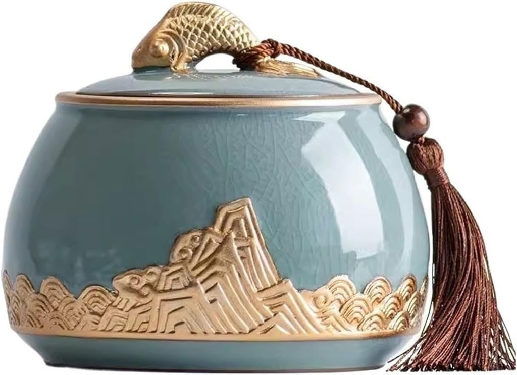 Tea Storage Jar Ceramic Tea Canister Sealed Sugar Jar Empty Cans Household Chinese Storage Jar Cookie Jar Decorations Tea Canister Food Storage Containers
