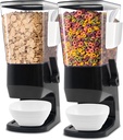 Cereal Dispenser Countertop Black 2 Pack, Dry Food Dispenser with Bowls Spoons Cutlery Box, 3.2L Cereal Containers Storage Food Dispenser, for Pantry Kitchen Organization Oatmeal Nut Granola
