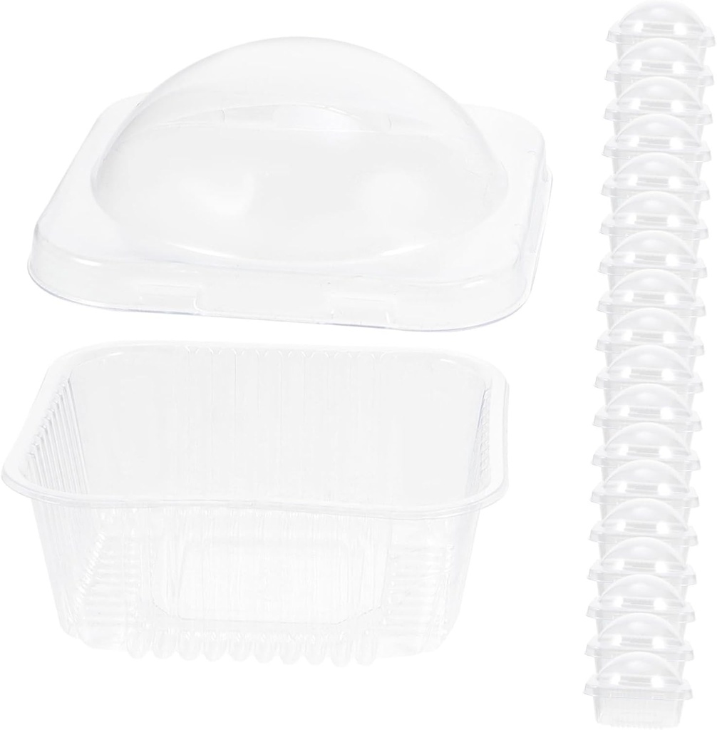Luxshiny 50pcs Round Transparent Cupcake Boxes with High Dome Lid Food-grade Plastic Holders for Desserts Cookies and Macarons Clear Packaging for