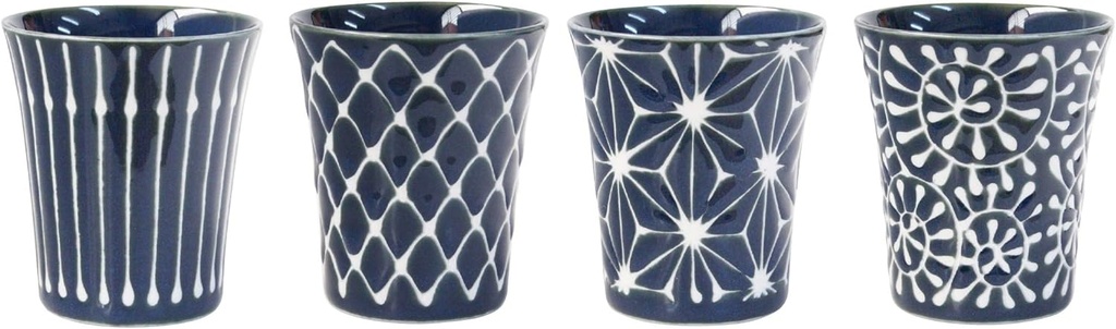 Yamaki Ikai Japanese Pattern Sake Bowl (Small) Set of 4