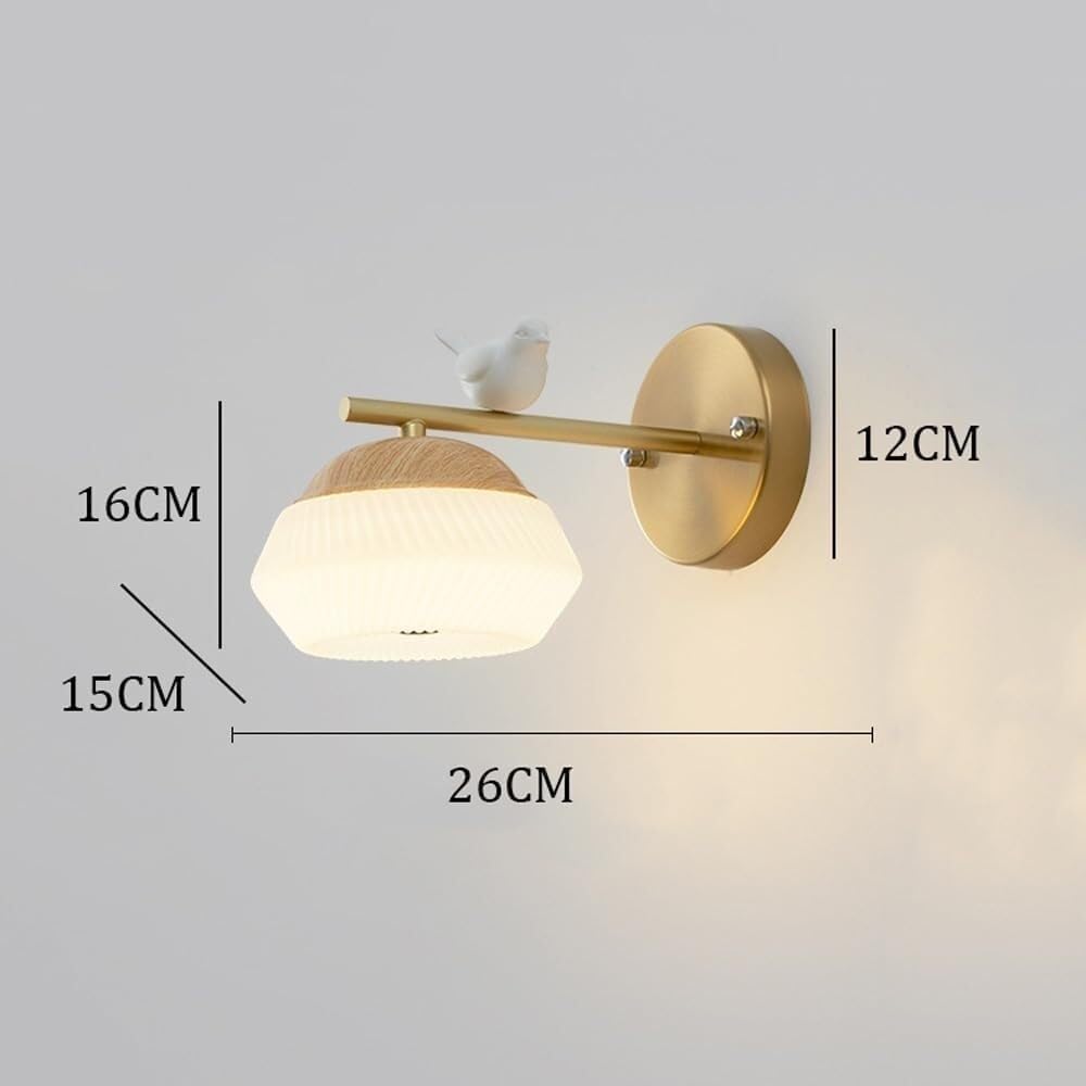 Milk White Shade Wall Mounted Light V-intage Gold Bird Modern Wall Lamp French Country Wall Light,for Bedroom Farmhouse