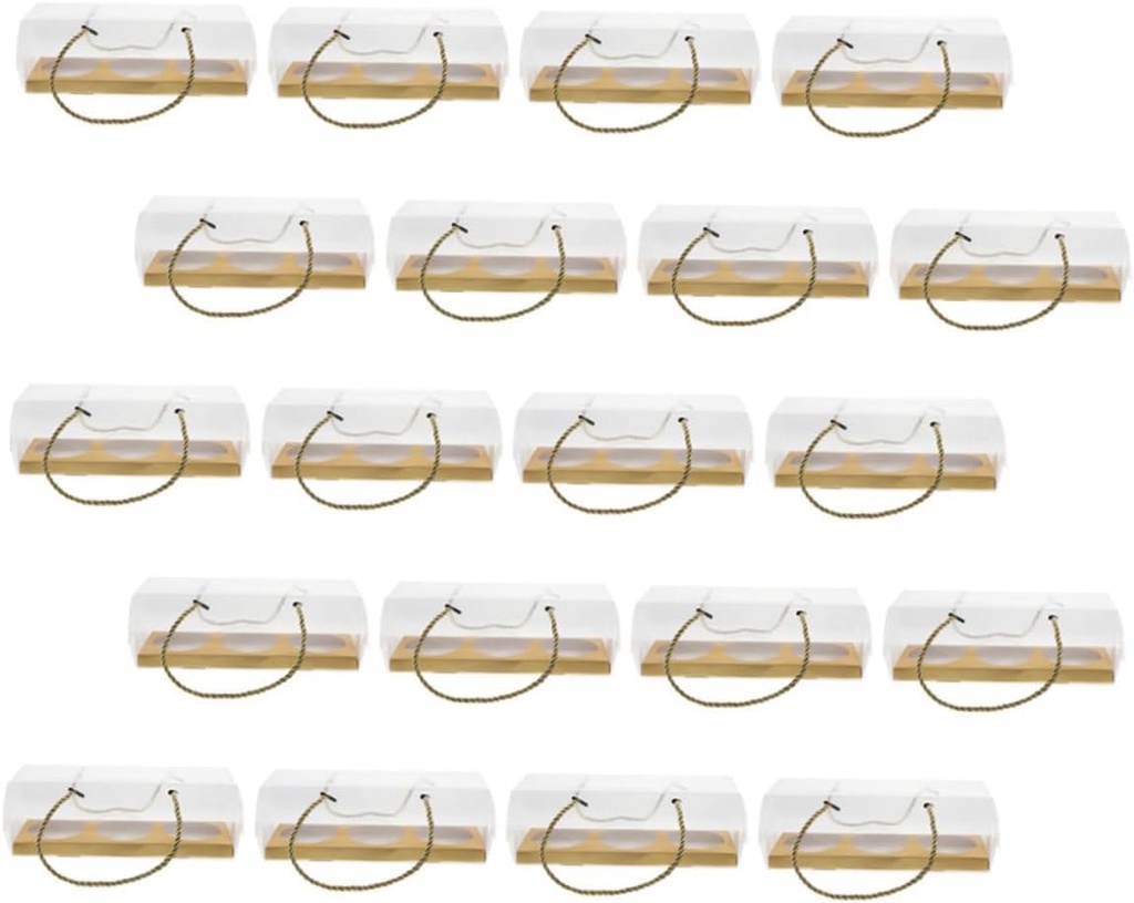 Cabilock 20pcs Baking Box Dessert Boxes Baking Carrier Bakery Cake Container Small Bakery Boxes Valentine's Day Snack Packaging Valentine's Day Treat Boxes Mousse Cake Boxes Golden Nylon