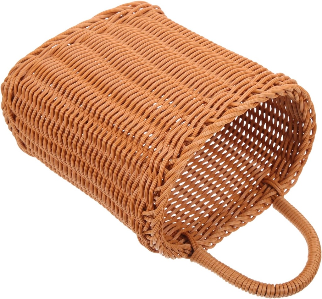 VICASKY Pastoral Style Wall Hanging Basket Multi Function Plastic Storage Organizer for Kitchen and Living Imitation Rattan Flower Holder Decorative and Practical Sundries Container