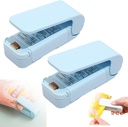 Portable Mini Sealing Machine, 2025 Upgrade Mini Bag Sealer 2 in 1 Sealer and Cutter Handheld Heat Vacuum Sealer Portable Resealer Machine for Plastic Bags Food Storage Snacks Freshness (Blue, 2pcs)