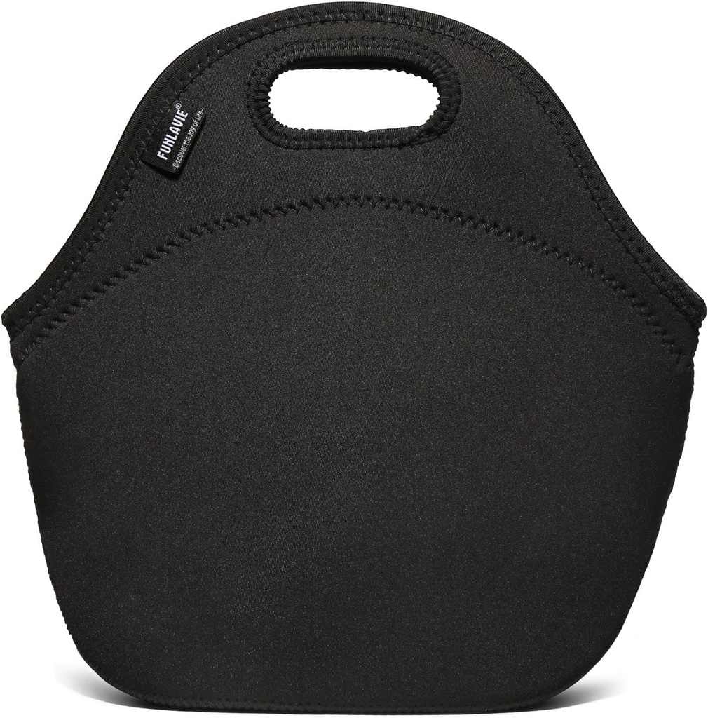 Neoprene Lunch Bag for Men, Small Insulated Neoprene Tote Bag with Zipper for Women Work, Reusable Washable Thermal Bag for Lunch Box & Hot and Cold Food Storage（Black）