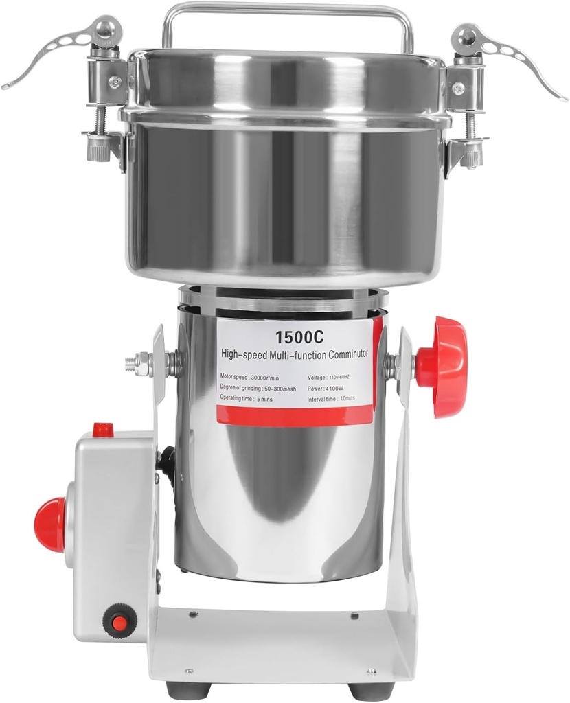 4100W Electric Grain Mill Grinder - 1500g Stainless Steel Flour Pulverizer for Corn, Cereals & Spices | 30000r/min High-Speed Powder Machine for Home & Kitchen Use