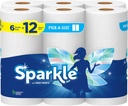 Sparkle Pick-A-Size Paper Towels, 6 Double Rolls (660 Sheets Total) - Strong 2-Ply Towels for Kitchen Cleanup and Everyday Messes