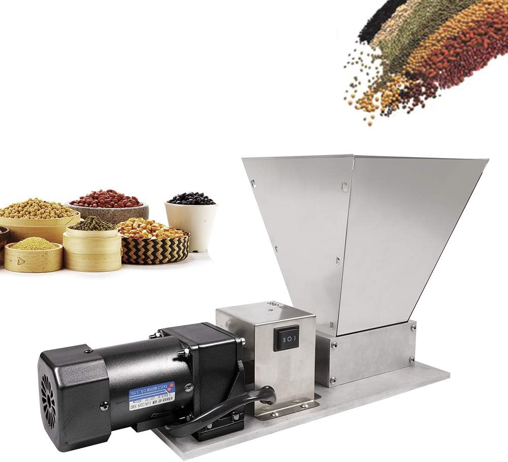 Electric Corn Roller Mill, 110V 60W 75RPM Wet Dry Cereals Grinder with Rollers and Gear Motor, Stainless Steel Hopper Cereal Beans Grinding Machine for Rice, Corn, Wheat