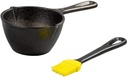 Lodge 15.2 Ounce Cast Iron Melting Pot + Silicone Basting Brush - Unparalleled Heat Retention - Heat Resistant Basting Brush up to 450° - Black and Yellow
