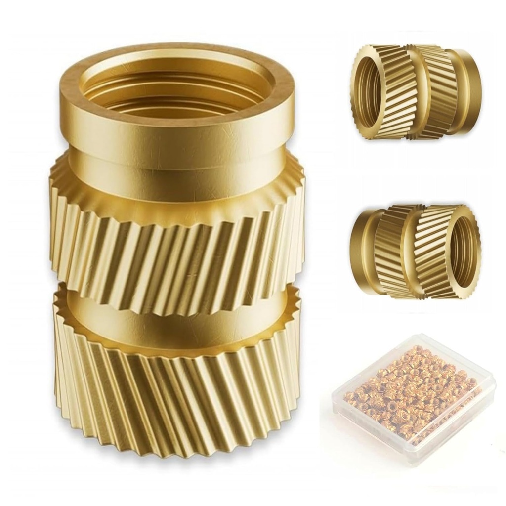 100pcs M4 Brass Threaded Inserts, Metric Knurled Nuts, M4x6x6 Heat Set Insert for 3D Printing Components and Plastic Parts