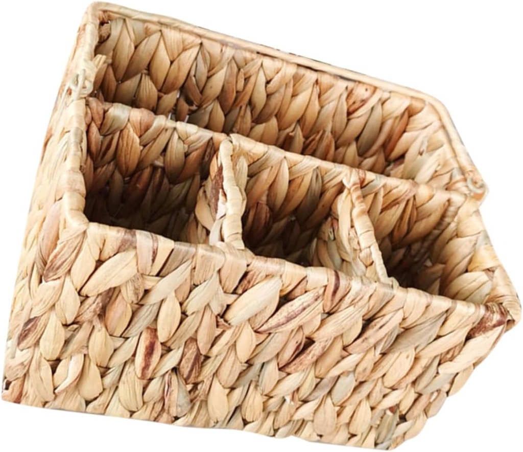 Woven Cutlery Organizer Basket Multi-functional Decorative Storage for Silverware Utensils and Cooking Tools Natural Hyacinth Design for Tidy Countertops