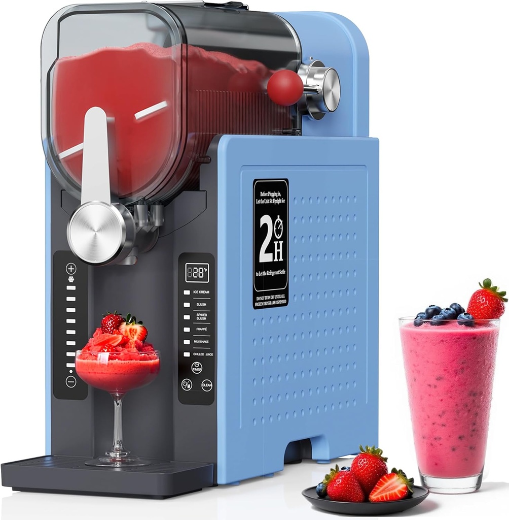 Slushie Machine, Slushy for Home No Ice Need, Professional Frozen Drink Maker & Margarita Machine, 6 Presets for Milkshakes, Frappés, Ice Cream,Slush. Large Capacity.(Blue)