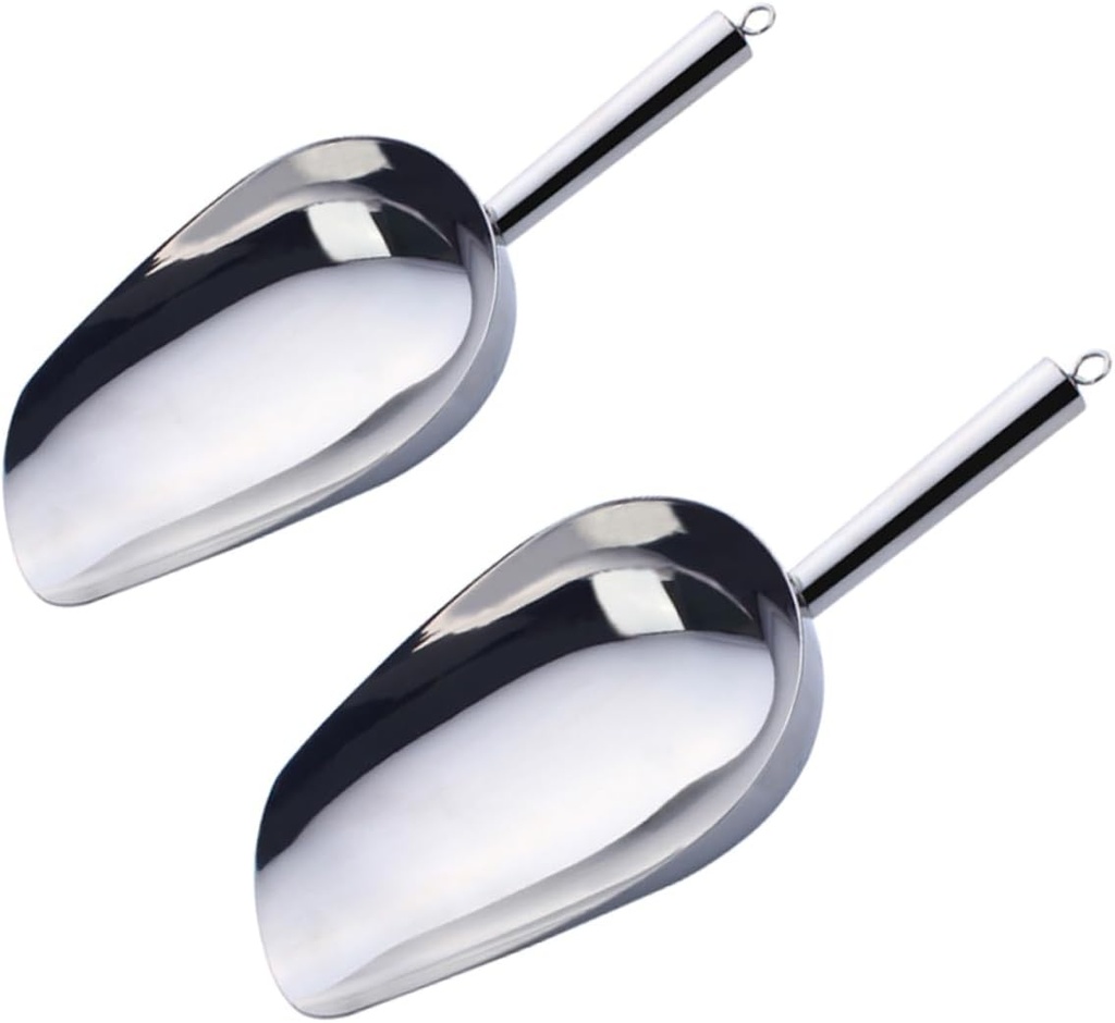 2pcs Stainless Steel Food Scoops Heavy-duty Kitchen Ice Shovels for Ice Pet Easy Parties and Buffets