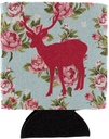 Caroline's Treasures BB1012-RS-BU-CC Deer Shabby Chic Blue Roses Can or Bottle Hugger, Blue Cooler Washable Drink Sleeve Collapsible Beverage Insulated Holder, Can Hugger, Multicolor