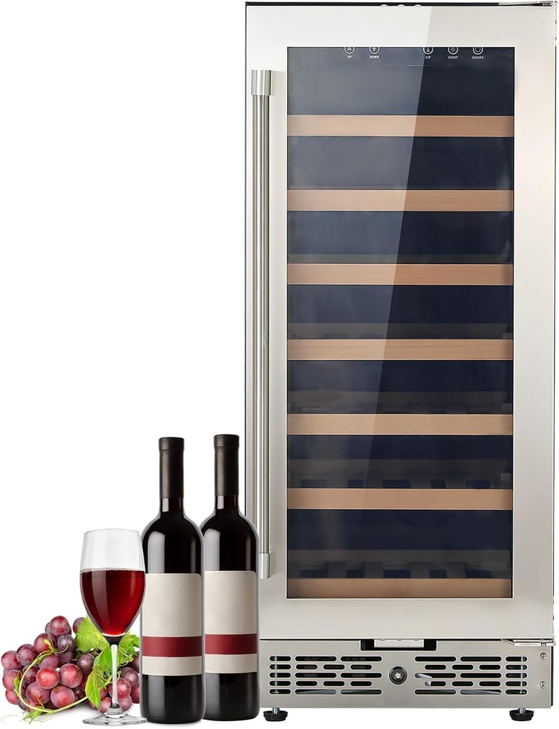 33 Bottles Wine Fridge Under Counter, 15 inch Wine Cooler Refrigerator with Temperature Memory, 40-75 ° F Wine Refrigerators Free Standing with Fast Cooling & Low Noise, for Home/Bar/Kitchen