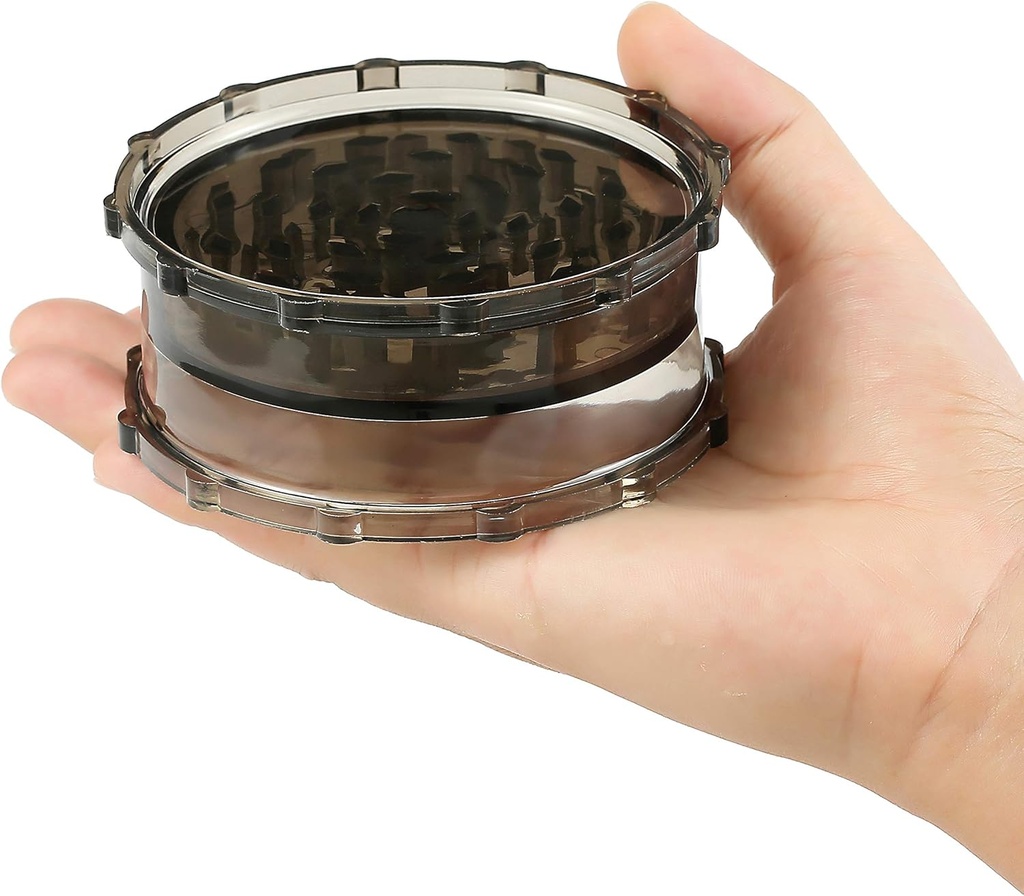 NERANENA 2-Piece Herb Spices Grinder Plastic Made Crusher 3.1 Inch Large Size (Black)