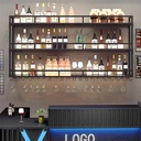 Bar Wine Rack Wall Mounted with Wine Glass Holder,Iron Bar Shelf,Floating Wall Shelves,Hanging Wine Storage Racks,Liquor Bottle Display Shelf for Wine Cellar Kitchen Decoration GOL